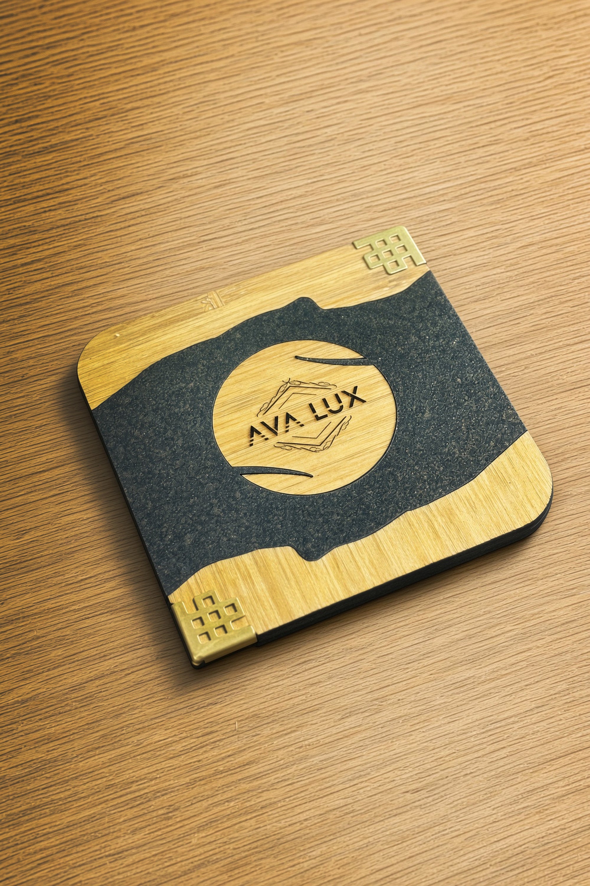 Laser-Engraved Wooden Coaster - Nero